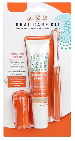 DENDAWEN Hunde Zahnpflege Set: Hundezahnpasta gegen Zahnstein und Mundgeruch, Zahncreme, Zahnpflege-Fingerling und Zahnbürste