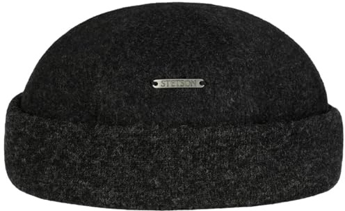 Stetson Sparr Umschlagmütze Dockermütze Mütze Wintermütze Wollmütze Fleecefutter (XL (60-61 cm) - anthrazit)