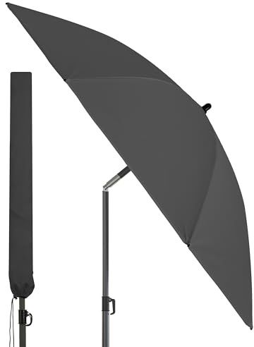 4smile Strandschirm SunnyJoy, Ø 180 cm - UPF 50+ Sonnenschirm Strand mit Hülle, Sonnenschirm Balkon - Strandschirm windfest stabil, platzsparender Balkon Schirm als Ersatz für Kurbelschirm, Anthrazit