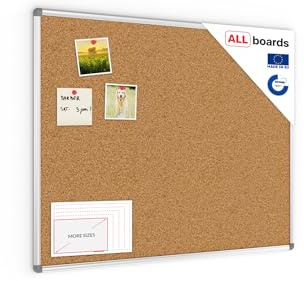 ALLboards Pinnwand mit Aluminiumrahmen 100x80cm, Korktafel Korkwand Pinnwand Kork