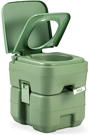 COSTWAY 20L + 12L Campingtoilette mit abnehmbarem Abwassertank, Campingklo tragbar, Reisetoilette, Mobile Toilette für Reise, Camping und Wohnmobil