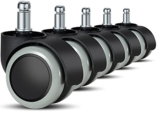 bürostuhl rollen(5er Set) - 11 MM /22 MM Ersatz-hartbodenrollen für Gaming-Stühle, Drehstühle, rollen für bürostühle zum Schutz des Bodens, ideal für Parkett-, Laminat-, Fliesen- und Steinböden, Grau