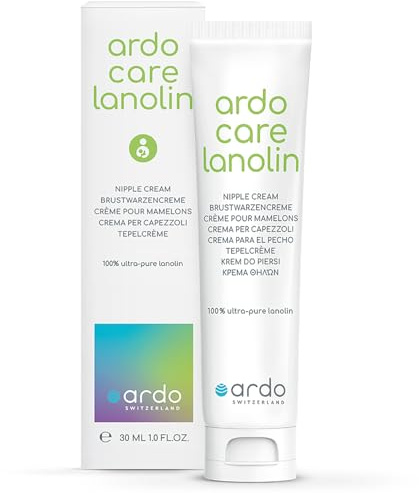 Ardo Care Lanolin Brustwarzensalbe 30ml, beruhigt schützt & pflegt deine Brustwarzen beim Stillen, ultra-reines Lanolin aus Wollfett Wollwachs (Nippelcreme Still-Salbe Nipple Cream Balm Brust Stillen)