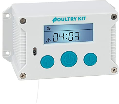 VOSS.farming Poultry Kit automatische Hühnerklappe, Hühnertür, Türöffnung für Hühnerklappe, Türöffner für Hühnerstall, Lichtsensor, Zeitschaltung, Manuell