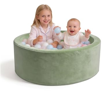 hoopyosms Bällebad für Babys & Kleinkinder, Rundes Schaumstoff Bällebecken, 90 x 30 cm Soft Play Spielbecken (Bälle Nicht enthalten), Grün