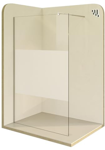 i-flair Duschabtrennung Walk In FIONA 80x200 cm Duschwand Dusche 10mm STARK aus TEILSATINIERTEM NANO ESG Sicherheitsglas mit EDELSTAHL Wandprofil #740