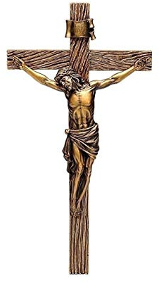 Roman Wandkreuz aus Holz, Bronze, Jesus Christus 62153