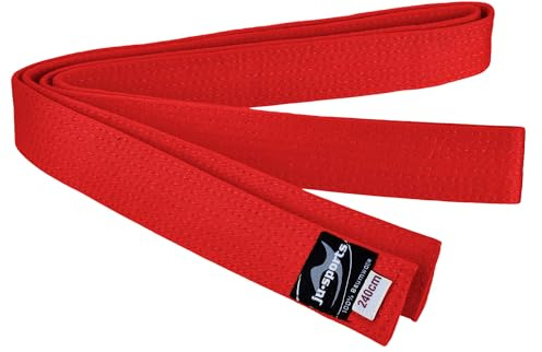 Ju-Sports Budogürtel - rot, Baumwolle I Kampfsport Gürtel Für Budo-Sportarten, Judo, Karate, Kickboxen & mehr I Ca. 4 cm breiter Martial Arts Gürtel I 280 cm