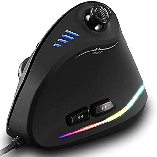 Zeerkeer Ergonomische Vertikale RGB Gaming Maus mit 5-Wege-Joystick | 11 programmierbare Tasten, 10000 DPI, anpassbare RGB-Beleuchtung, USB-Kabel, ergonomisch, für Windows PC & Laptop