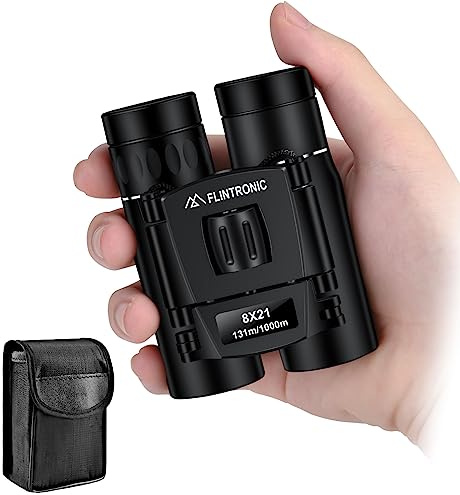 Flintronic 8x21 Kompakt Mini-Fernglas, HD Ferngläser, Leichtes Faltteleskop für Erwachsene, für die Jagd, Besichtigung, Vogelbeobachtung, Wandern, Anschauen von Fußballspielen
