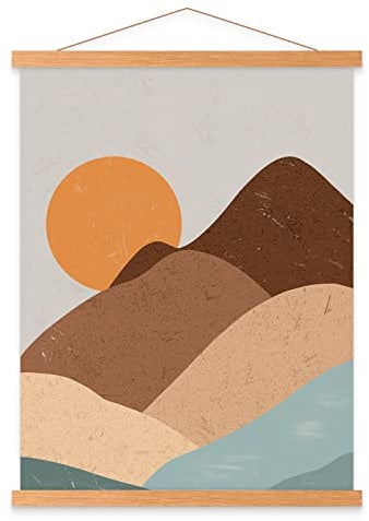 Benjia Magnetisch Posterschiene, Magnet Magnetische A3 30 x 40 Posterrahmen Holz Posterleiste Posterhänger für drucken Kunstwerk (30cm, Teakholz)