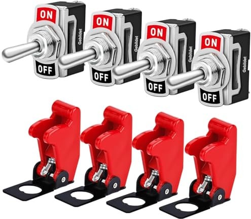 Gebildet 10A/12VDC, 6A/24VDC Kippschalter, EIN/AUS Wippschalter mit Metallhebel, SPST 2-pin Rocker Toggle Switch zum Auto KFZ LKW Boot (4er Pack)