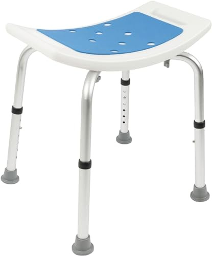 KARAT Duschhocker - höhenverstellbarer Duschstuhl 37,5-49,5cm - belastbar bis 136kg - Badhocker rutschhemmend - Noah