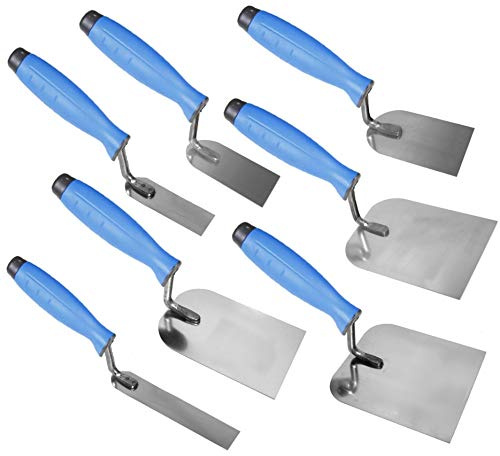7 x Edelstahl Rand Stuckkelle Eimer Kelle Verputzen Rendering DIY Werkzeuge (Set)