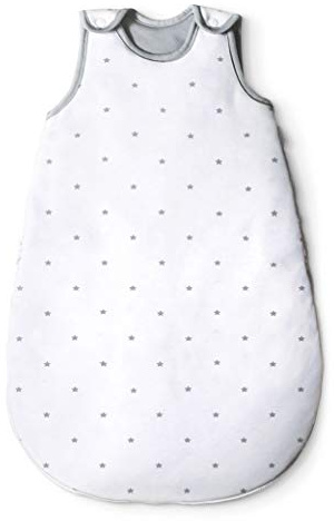 Ehrenkind® Baby Sommerschlafsack Rund | Bio-Baumwolle | Sommer Schlafsack Gr. 86/92 Weiß mit grauen Sternen | Schlafsack Baby Schlafsack Kinder