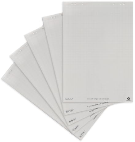 herlitz Flipchartpapier, kariert, mit 20 Blatt je Block, gerollt verpackt, 6 fach Lochung, 5 Stück