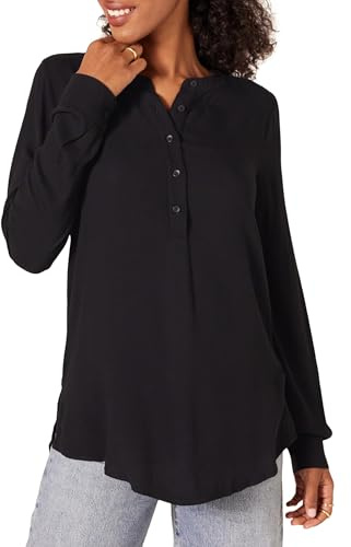 Amazon Essentials Damen Langarm-Blusentunika aus Webstoff