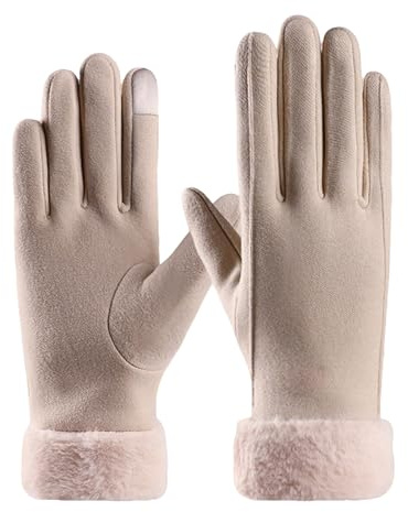 OYIWINMI Handschuhe Damen Winter,Winter Gloves Damen mit Touchfunktion Warm Reithandschuhe,Für den Außenbereich, mit Fleece Innenseite reithandschuhe (Beige)