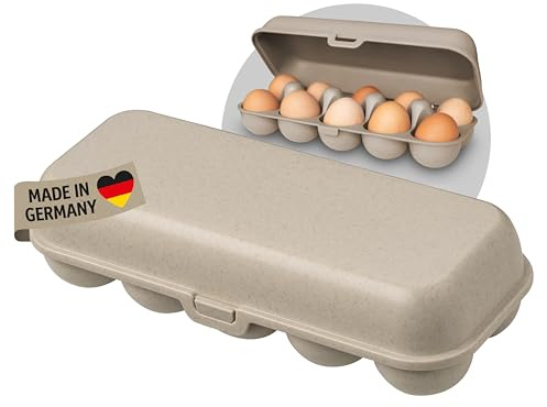 Koziol EGGS TO GO Eierbox für 10 Eier, Aufbewahrungsbox mit Clipverschluss, Eierbehälter für Kühlschrank, Eierkarton aus Kunststoff, Eieraufbewahrungsbox, Eierdose (nature desert sand, 10 Eier)