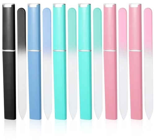 Wanmu 3 Stück Profi Nagelfeile, Glas-Nagelfeilen Fingernagelfeile mit Etui Doppelseitig Kristalloberfläche Nagelfeilen Professionelles Maniküre-Werkzeug für Frauen