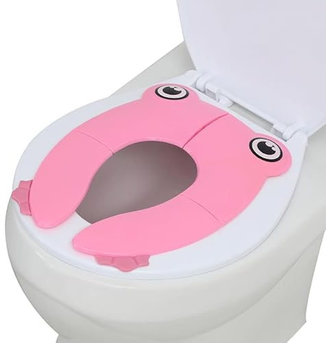 PandaEar Faltbarer Toilettensitz Kinder für Unterwegs, Reise Toilettensitz Kinder, Klappbarer Toilettensitz Faltbar Toilettensitzbezug WC Sitzbezüge mit Rutschfesten Silikonkissen (Rosa)