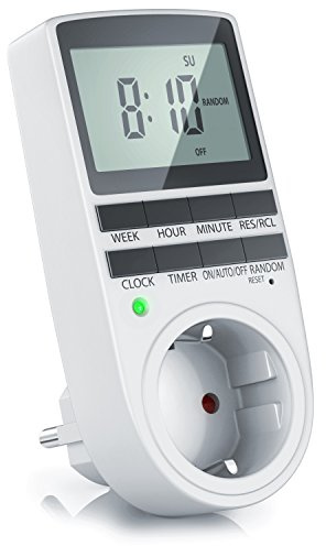 CSL - Zeitschaltuhr digital - 2,1 LCD-Display 5,3 cm - 3680W - Digital-Zeitschaltuhr mit 10 konfigurierbaren Programmen - Back-Up Reserve-Akku - Zufallsschaltung - Berührungsschutz