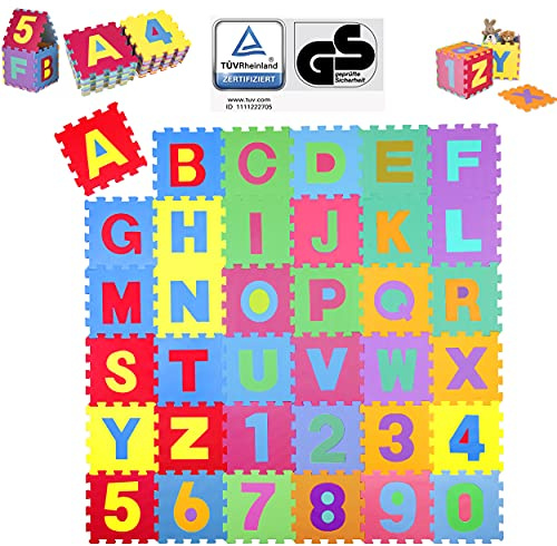KIDUKU® 86 teilige Puzzlematte TÜV Rheinland geprüft - Kinderspielteppich, Spielmatte, Spielteppich für Baby & Kinder