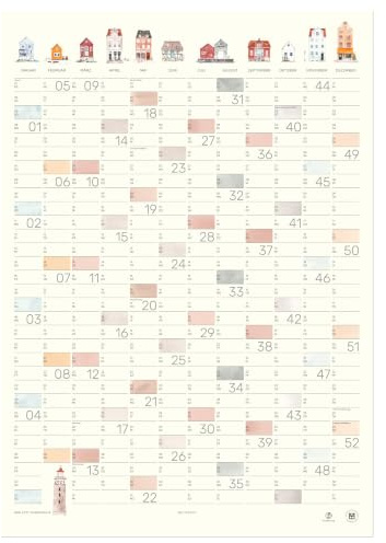 MEYCARD - A2H SCANDINAVIA Wandkalender 2027, Hochformat DIN A2, Watercolor, Jahresplaner, gerollt