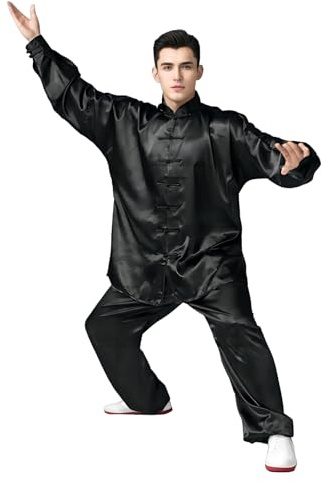 Andux Kampfsport Tai Chi Anzug Kung Fu Uniformen Unisex SS-TJF01 (Schwarz,M)
