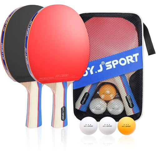 Tischtennisschläger, Pingpong-Schläger Set mit 2 Schläger und 3 Bällen, Tischtennis-Schläger für Anfänger und Fortgeschrittener Spieler