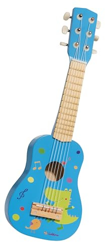 Eichhorn – Gitarre für Kinder – Blaue Kindergitarre, stimmbare Nylonsaiten, Holzspielzeug, mit Dino, Holzgitarre für Jungen und Mädchen ab 3 Jahren