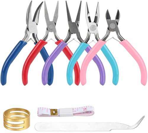 5 Stück Schmuckzangen Set, Rundzange für Schmuckherstellung, Klein Spitzzangen, Flachzange, Drahtschneiderzange für Schmuckreparatur Modellbau Bastelzange