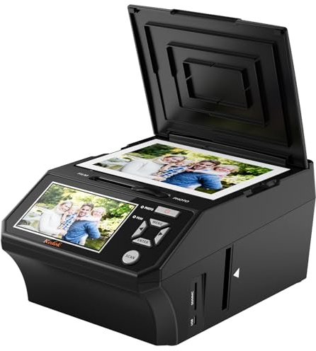 Digitaler Film- und Diascanner– Mit 5-Zoll-LCD-Bildschirm, konvertiert 35-mm- und 110-mm-Filme, Fotos und Visitenkarten in hochauflösendes 22-MP-JPEG, enthält 8-GB-SD-Karte.