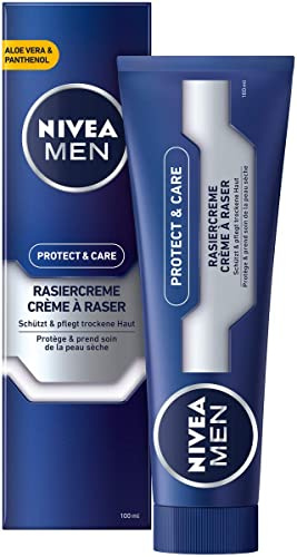 NIVEA MEN Protect & Care Rasiercreme für Männer (100 ml), mit cremigem Schaum für eine sanfte Rasur, hautschonende Creme für Herren