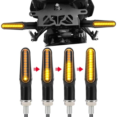 KEMIMOTO Motorrad Blinker, 12 V Super Hell LED Blinker, M8 Schwarz Universal Blinkerleuchten, IP67 Wasserdicht Tagfahrlicht für Motocross/Fahrrad, 4 Stücke