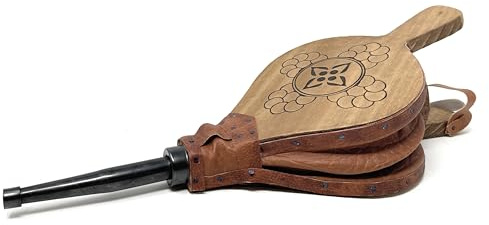 Blasebalg für Kamin und Grill, handgefertigt aus Naturholz, 43 cm – Handblasebalg mit großer Luftkapazität für Holzofen, Camping und Feuerstelle