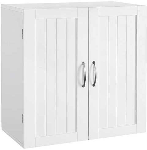 Yaheetech Hängeschrank mit 2 Türen, Badschrank, Küchenschrank, Wandschrank, Medizinschrank, Weiß