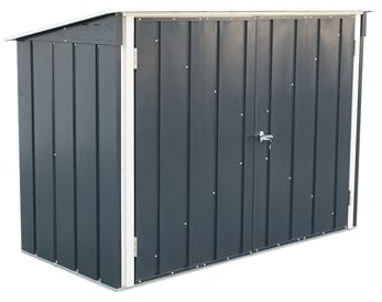Duramax Fahrradschuppen für 2, Fahrradgarage mit komplett breiten, abschließbaren Doppeltüren, Lagerschuppen aus Metall, Gartenschuppen Fahrräder, Fahrradaufbewahrung, fahrradbox, Anthrazit