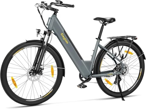 Eleglide Trekking E-Bike, T1 Step-Thru Elektrofahrrad 27.5'' Trekkingrad E-Citybike mit 36V 13Ah Lithium-Akku bis zu 100KM Lange Range, 250W Motor, 7 Gänge E Bike, LCD Display