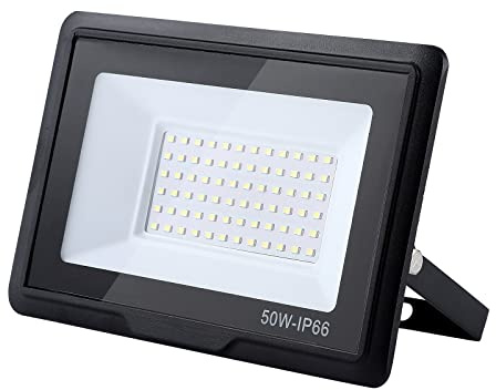 treoir 50w LED Strahler Außen: 6000K Kaltweiß Außenstrahler 5000LM IP66 Wasserdichter Flutlichtstrahler für Hinterhof/Stadion/Werkstatt Außenbeleuchtung