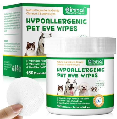 Augenpflege FingerPads für Hunde, 150 Stück Augenpflege Hund und Tränenfleckenentferner Hund, Augen Reinigungspads Hunde & Katzen, Entfernt Tränenstein & Speichelreste, Aloe Vera Extrakt, Sanfte