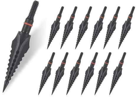 NIKA ARCHERY 12 Stück 125 Körner Pfeilspitzen 3D Jagdspitzen Bogenschießen Traditionell Fest Metall Spitzen für Bogenpfeile Armbrustpfeile Armbrust Bolzen Schwarz