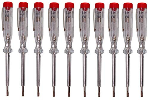 H + H Werkzeug 45200 Standardprüfer 10x 45200 Spannungsprüfer/Phasenprüfer bis 250V GS geprüft nach VDE 0680 Made in Germany, transparent/rot, 140 mm