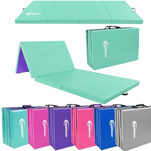 eyepower 180x60 Klappbare Turnmatte für Zuhause - Gymnastikmatte Dicke 5cm - Weichbodenmatte Klappbar - Turnmatte Kinder Outdoor Sport Matratze Sportmatte Faltbar Fitness Matte Yogamatte Mint-Lila