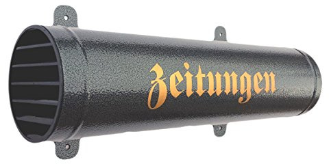 Naturholz-Schreinermeister Zeitungsrolle in Anthrazit / Schwarz aus Metall mit Verschlussgitter Zeitungsfach Zeitungsbox Zeitungsrohr