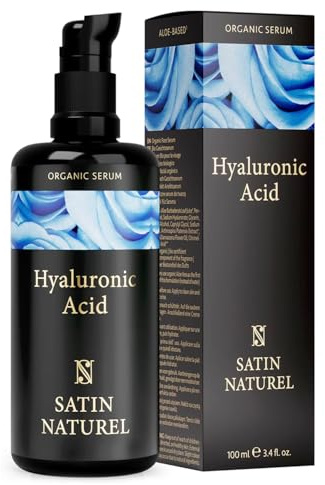 Satin Naturel Hyaluron Serum Hochdosiert 100ml – Bio Hyaluronsäure Serum Gesicht – Anti-Aging Feuchtigkeitsserum – Vegan – 24h Feuchtigkeit – Gesichtspflege für Frauen und Männer