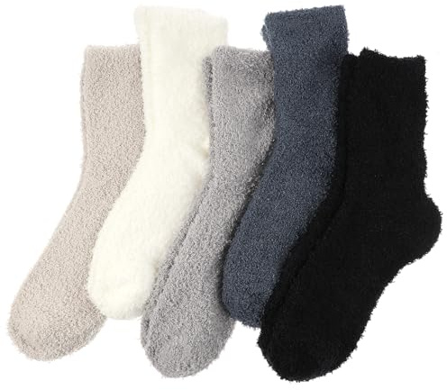 Abeillo 5 Paar Kuschelsocken Damen,Flauschige Socken aus Korallenfleece,Wintersocken Warme Elastizität Schlafsocken,Haussocken für Winter,Weihnachten
