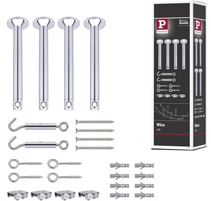 Paulmann 17834 Seilsytem Seil-Zubehör Spann-Montage-Set 165 mm Chrom Zubehör Halogen Seilsysteme 12V enthält Umlenker Seilösen
