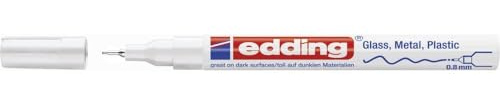 edding 780 Glanzlackmarker - weiß - 1 Lackmarker - extra-feine Rundspitze 0,8 mm - Lackstift für Glas, Stein, Holz, Kunststoff und Papier - wasserfest, stark deckend, sehr dünn