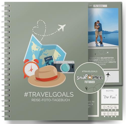 Reise-Foto-Tagebuch by snaPmee - Reisetagebuch mit Fotochallenges & Platz für 50 Erinnerungs-Fotos - Hardcover Fotoalbum für Urlaub, Camping & Co, das mitwächst (A5, weisse Spiralbindung)